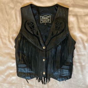 Vintage Leather Fringe Biker Vest